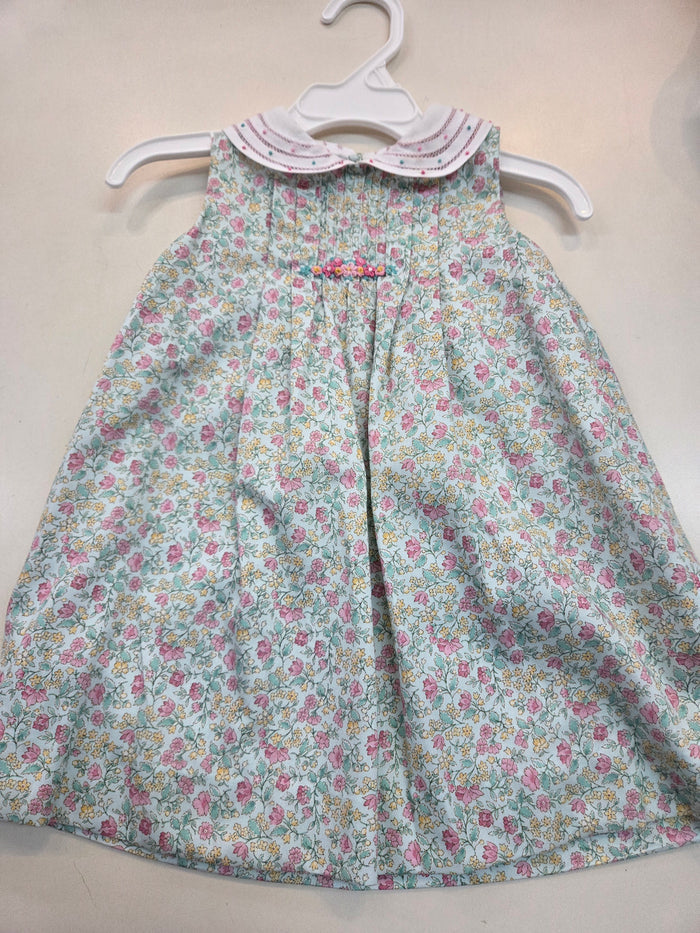 Aqua Floral Collared Dress