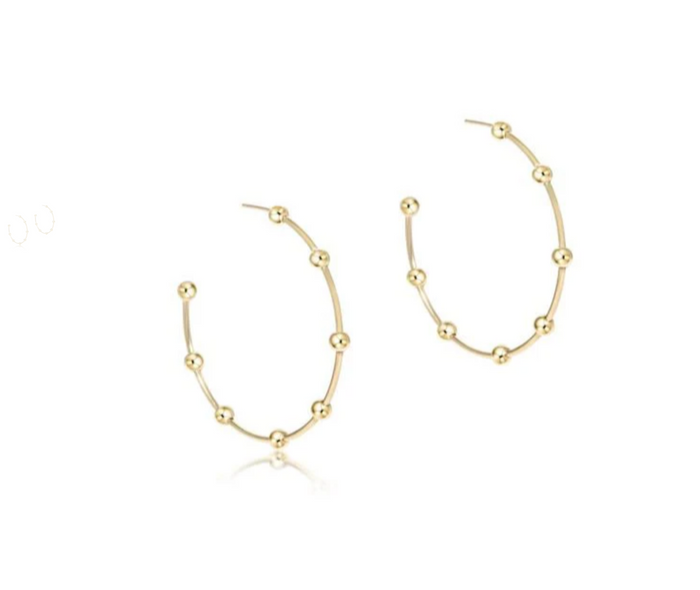 BEADED SIMPLICITY 1" POST HOOP - GOLD 4MM