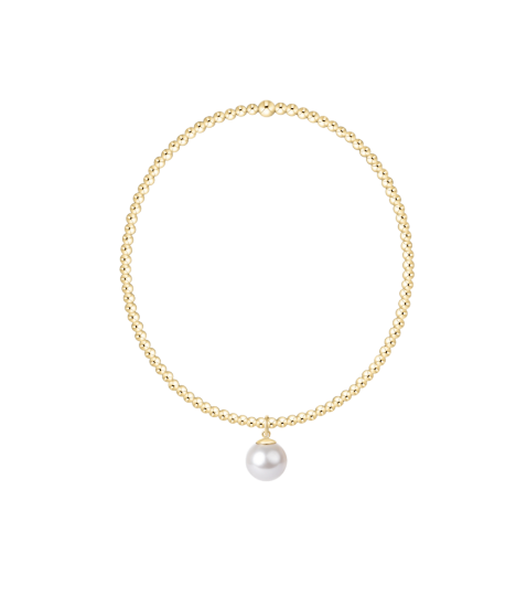 Classic Gold 2mm Bracelet - Classic Pearl 8mm Charm