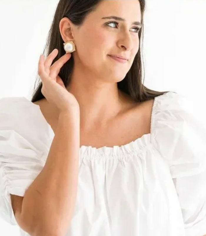 Gold & White Pearl Earrings