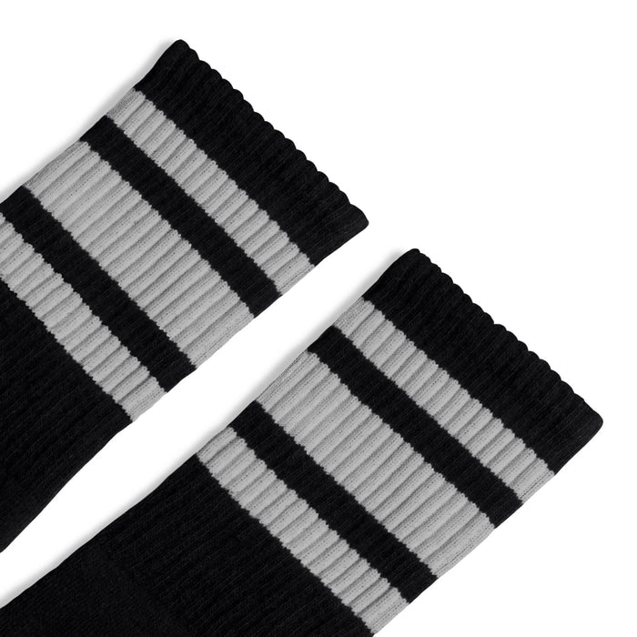 Grey Striped Socks | Black: Black / Crew / L/XL