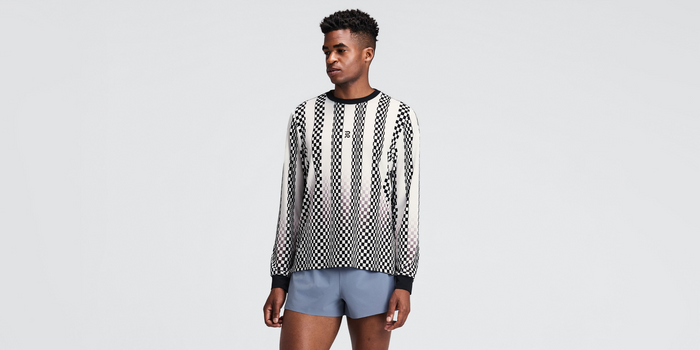 Men's Micromesh™ Long Sleeve - Checkerboard Stripe