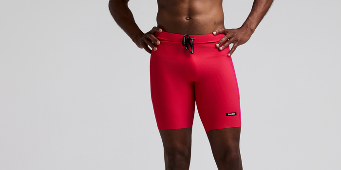 Men's Striped Cadence™ Half Tights - Poppy / Azalea