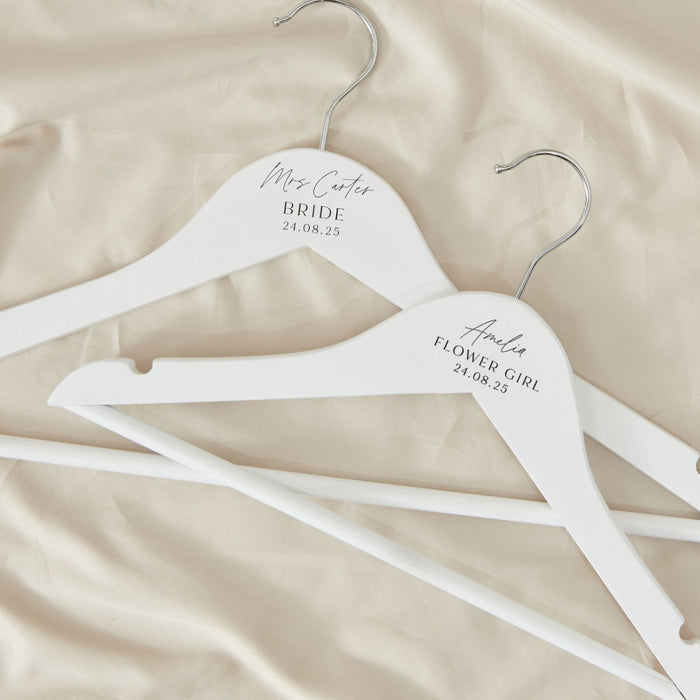 Personalised Black & White Wedding Wooden Children's Coat Hanger