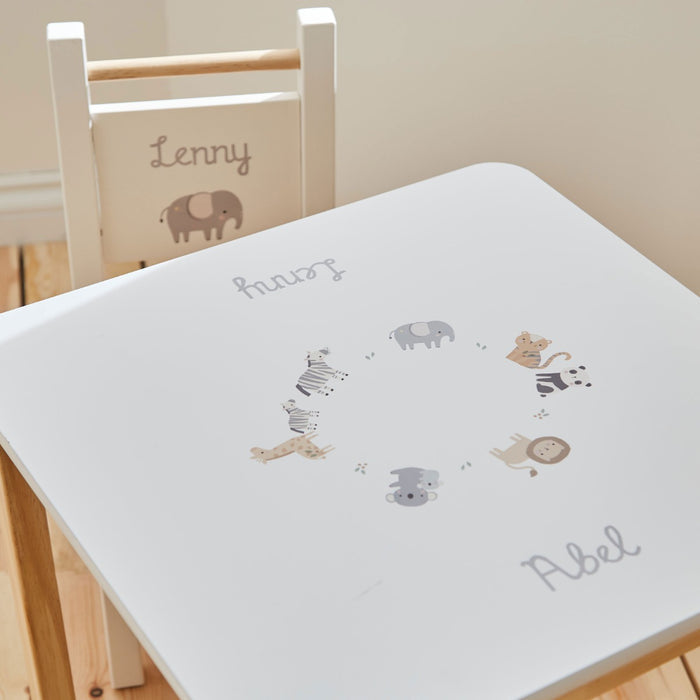 Personalised Born To Be Loved Safari Table and Chairs Set