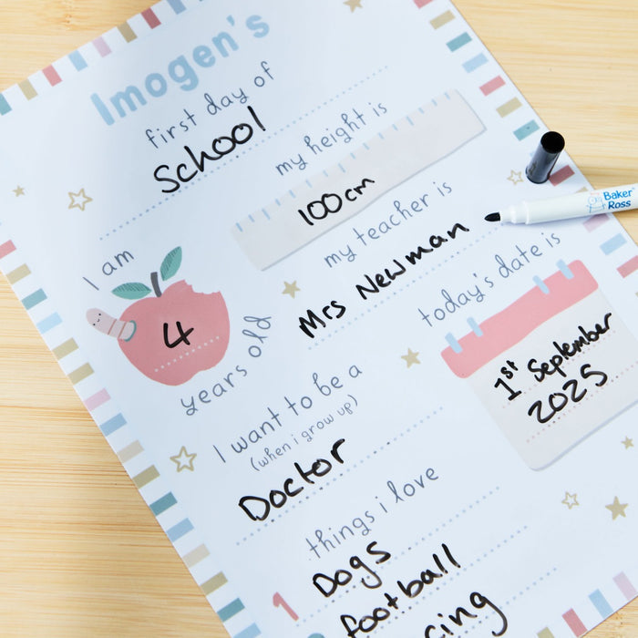 Personalised First Day White Board