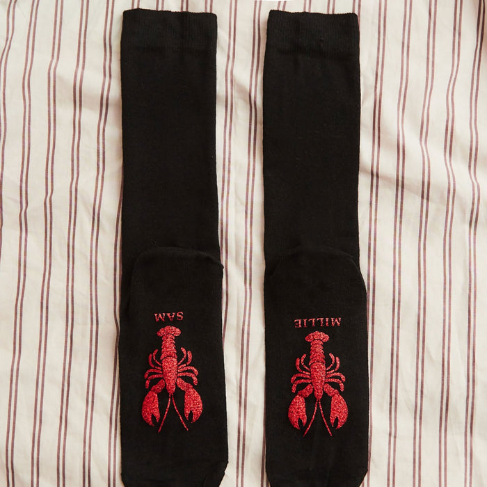 Personalised Glitter Lobster Logo Socks