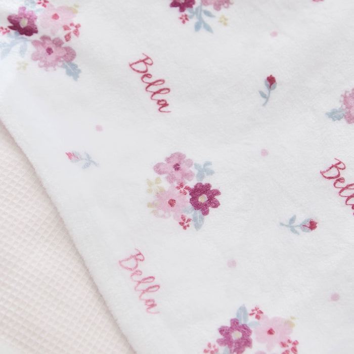 Personalised Pink Floral Fleece Blanket