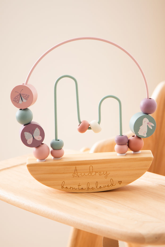 Personalised Pink Rocking Bead Activity Toy FSC®