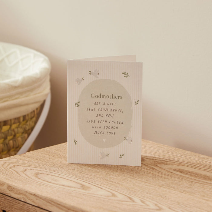 Personalised Sage Godparents Christening Greeting Card