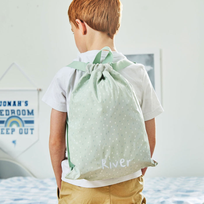 Personalised Sage Spot Drawstring Bag