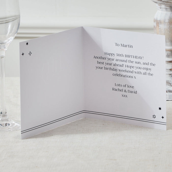 Personalised Sparkle 50th Birthday Card