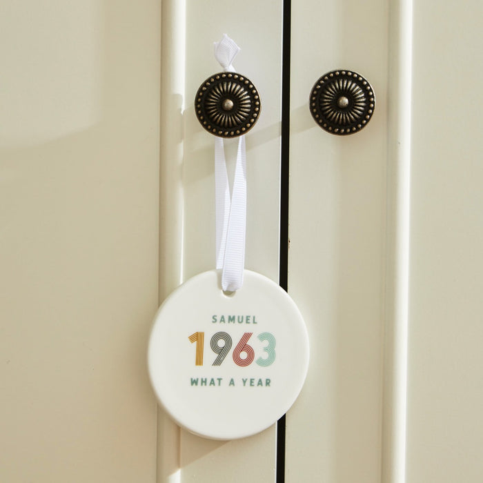 Personalised What a Year Retro Ceramic Decoration by Made Yours