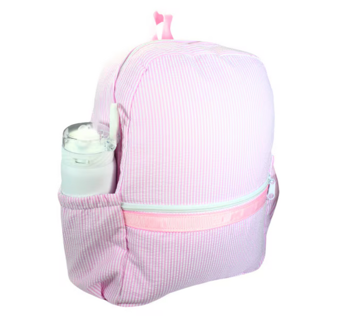 Pink Seersucker Medium Backpack (Pockets)
