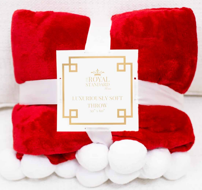 Red Pom Pom Throw