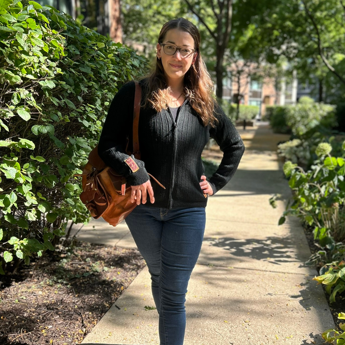 Ribbed Full Zip Alpaca Cardigan - Mock Neck