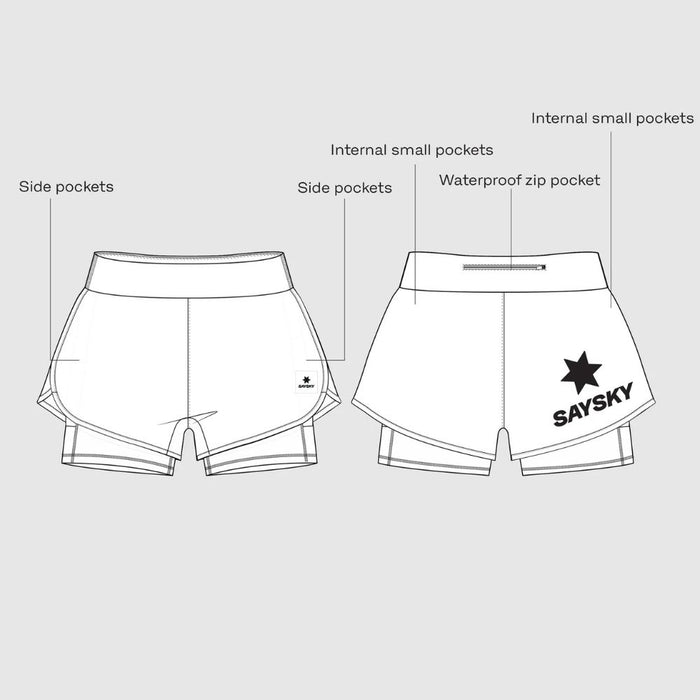 Saysky | Pace 2-in-1 Shorts 3'' | Dames | Burgundy