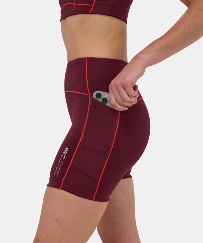 Women's Stamina™ 5" Pop Stitch™ High Waist Compression Short - Fig / Intense Red