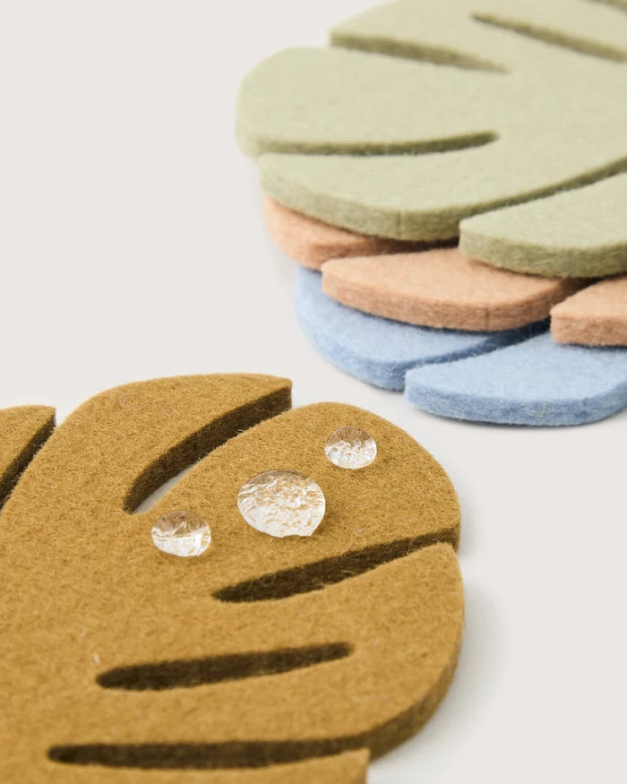 Wool Monstera Coasters- Multi Tropics