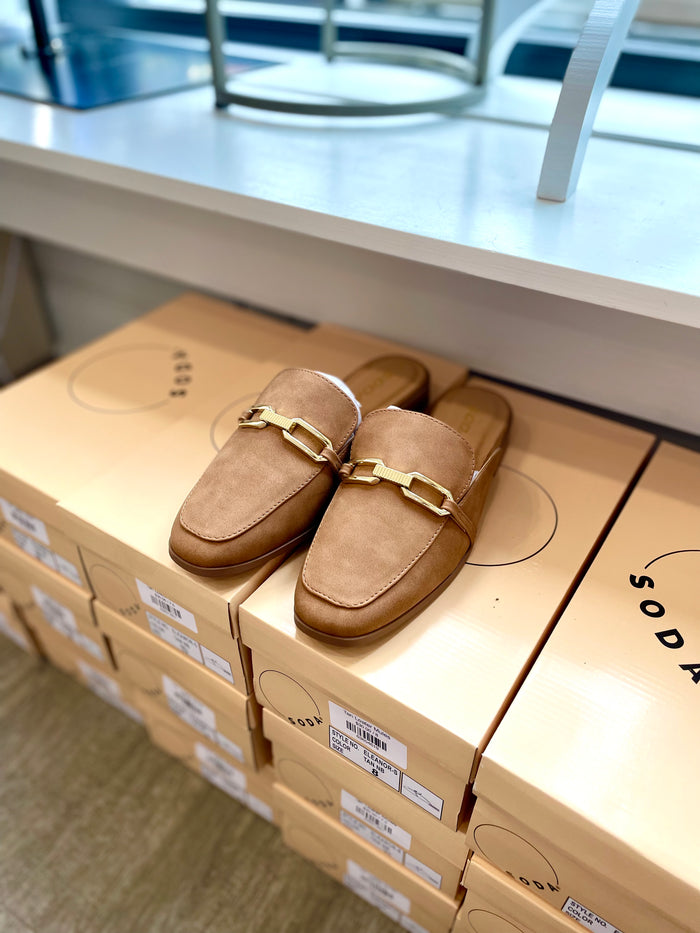 Tan Loafer Mules