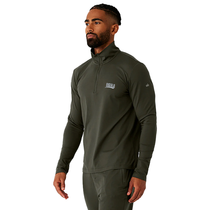 Alo Men's Conquer Reform Quarter Zip - Fatigue Green