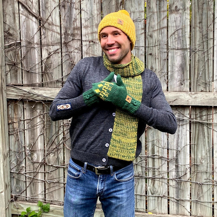 Alpaca Mittens - Green & Yellow (WS)
