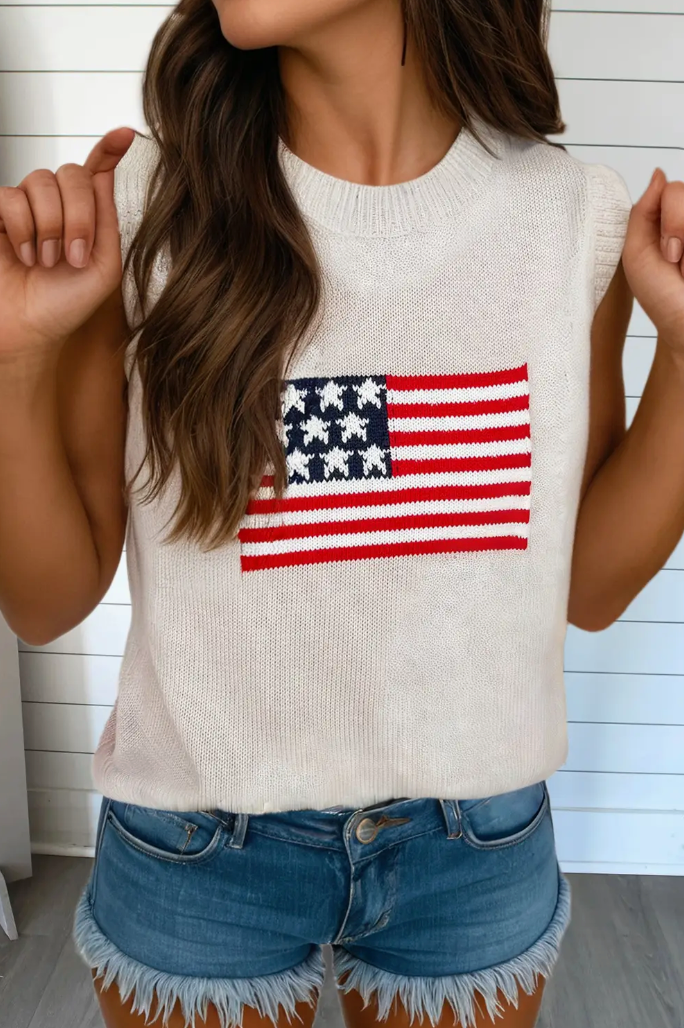 American Flag Sleeve Sweater
