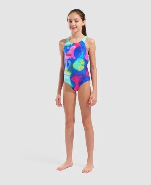 Arena | Girl's Swimsuit | Spray Paint | Kids | Navy / Water