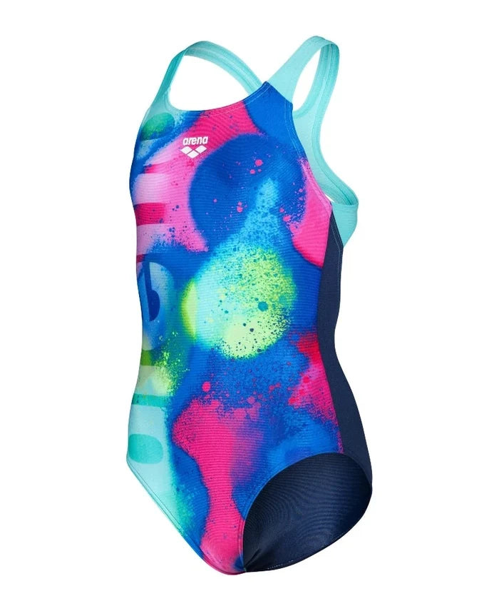 Arena | Girl's Swimsuit | Spray Paint | Kids | Navy / Water