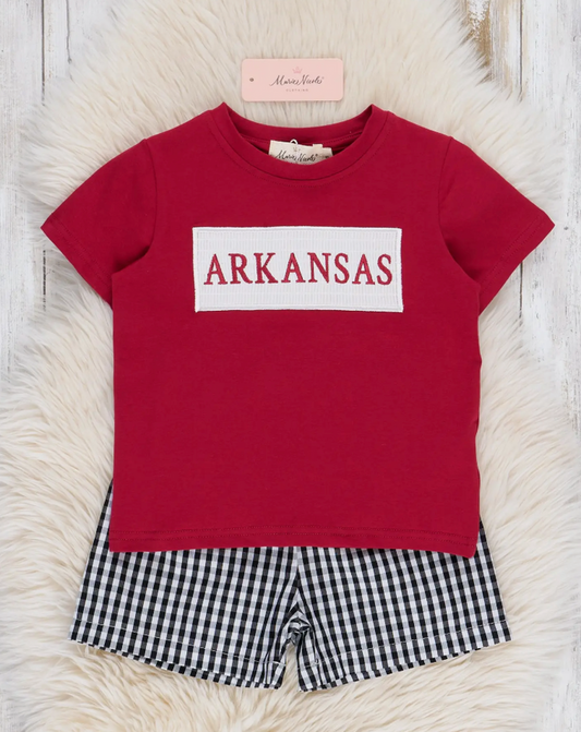Arkansas Smocked Gingham Short Set