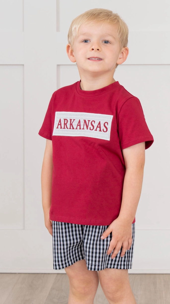 Arkansas Smocked Gingham Short Set