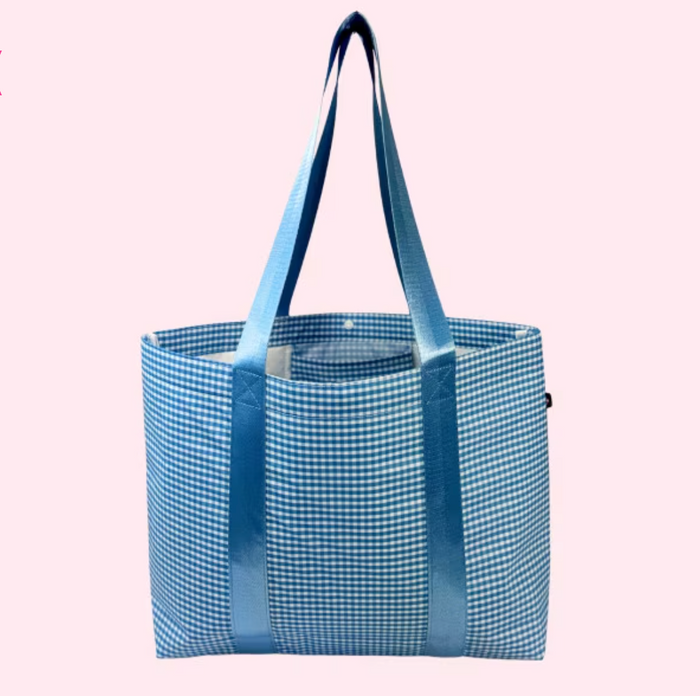 Baby Blue Wipeable Gingham Little Mama Tote