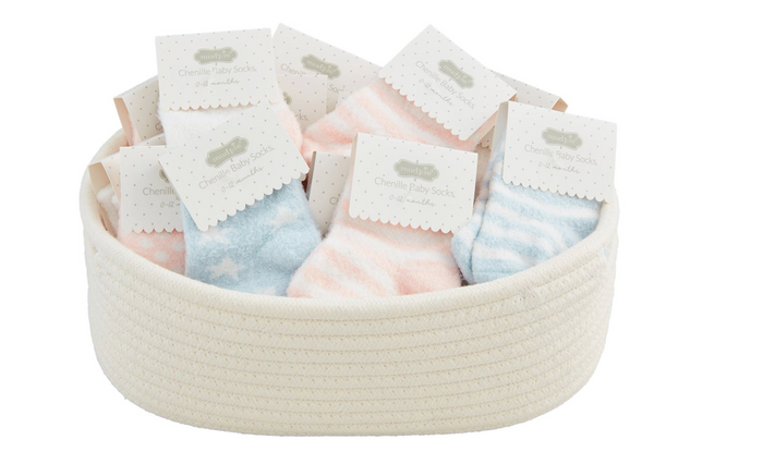 Baby Chenille Socks -Pink Dots