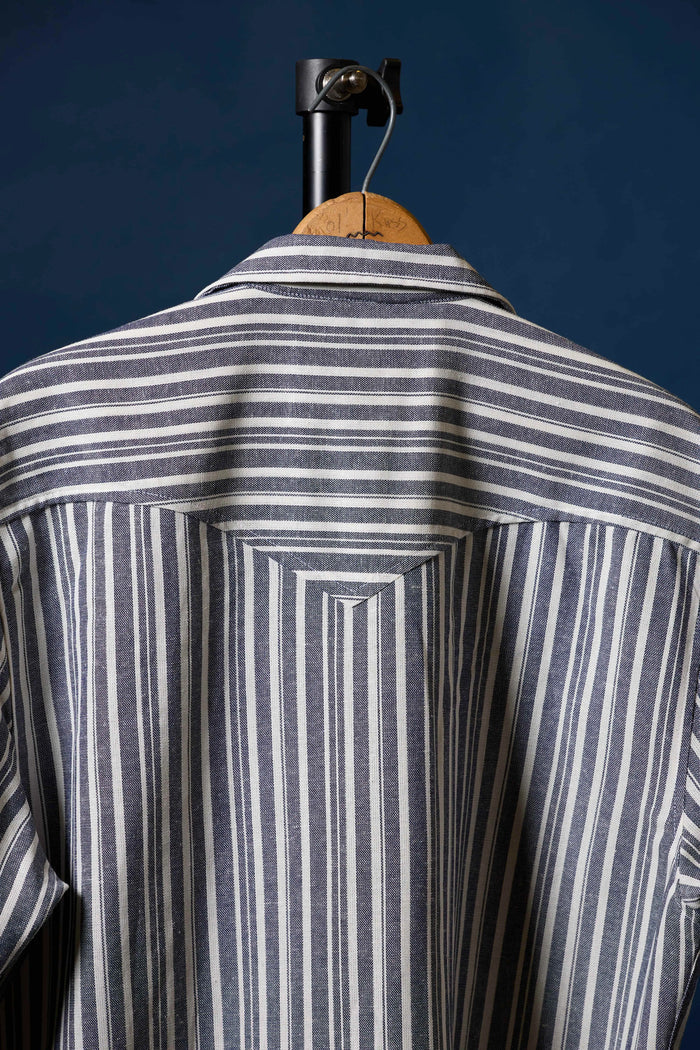 Balmorhea Linen in Blue and White Stripe