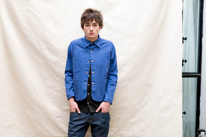 Barista Chore Coat in Washed Herringbone