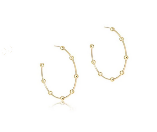 BEADED SIMPLICITY 1" POST HOOP - GOLD 4MM