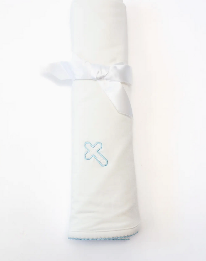 Blue Cross Embroidered Blanket