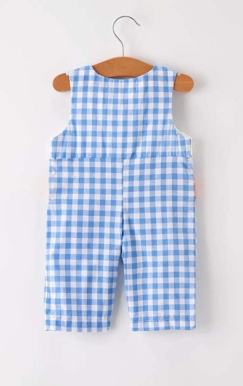 Blue Pumpkin Smock Embroidery Romper