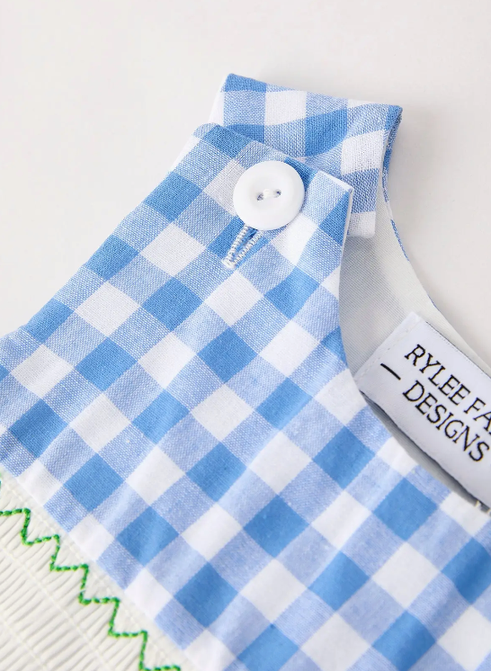 Blue Pumpkin Smock Embroidery Romper