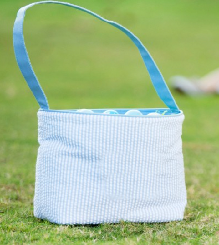 Blue Seersucker Easter Bag