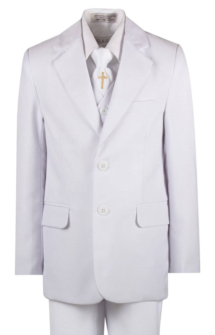 Boys Communion Slim Fit Suit with Religious Cross Neck Tie - Tuxgear