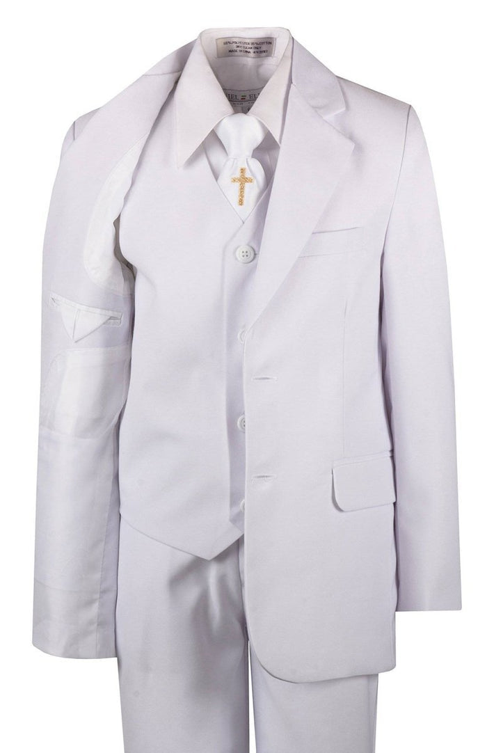 Boys Communion Slim Fit Suit with Religious Cross Neck Tie - Tuxgear