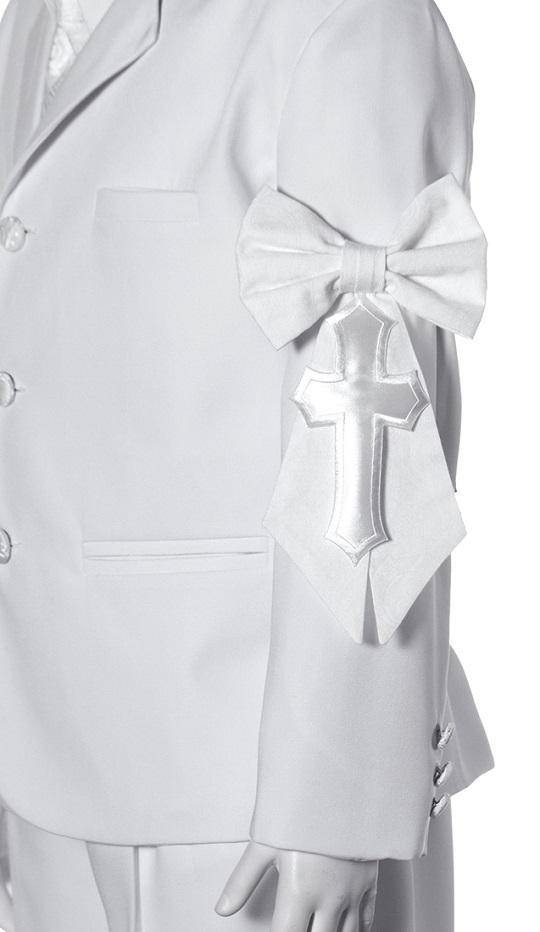 Boys First Holy Communion White Cotton Paisley Armband with Cross - Tuxgear