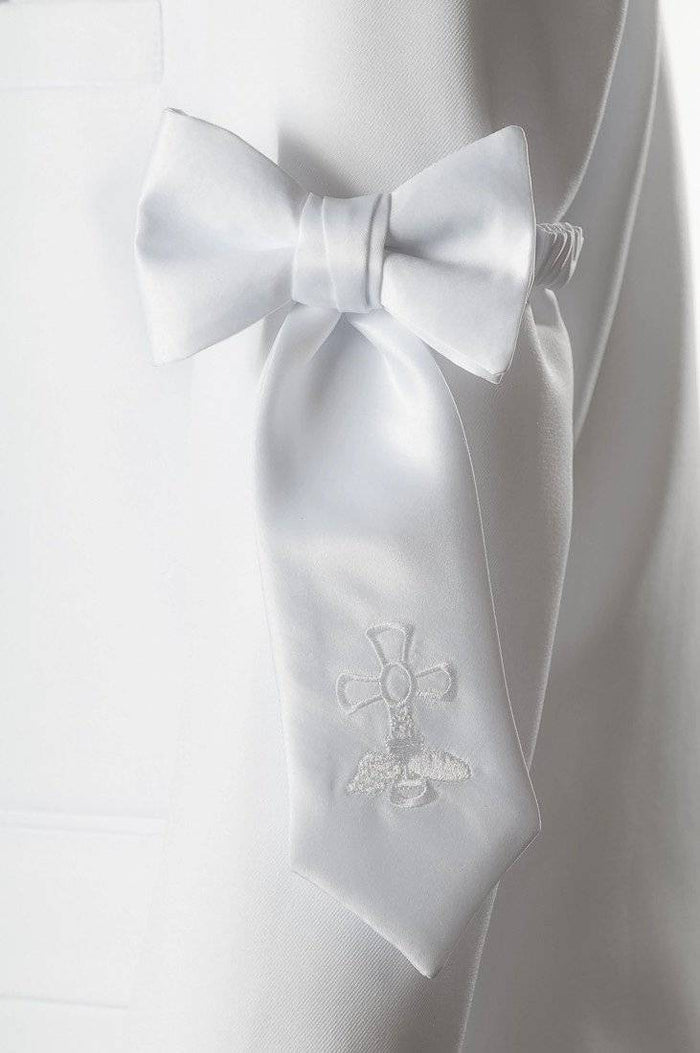 Boys First Holy Communion White Embroidered Communion Cross Armband - Tuxgear