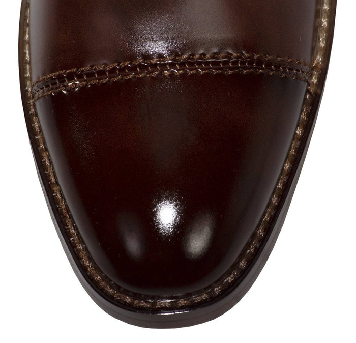 Boys Matte Brown Cap Toe Lace up Dress Shoes - Tuxgear
