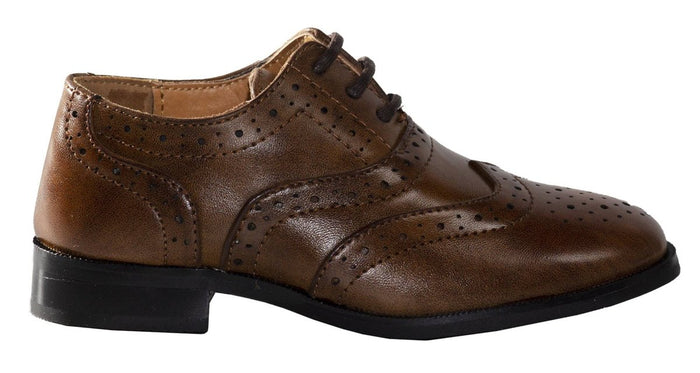 Boys Oxford Wing - Tip Lace Up Dress Shoes - Tuxgear