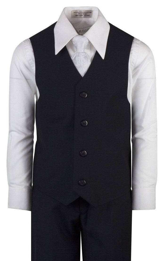 Boys Slim Fit Religious Suit with Clergy Jacquard Neck Tie - Tuxgear