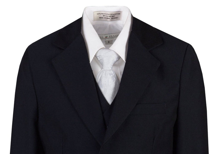 Boys Slim Fit Religious Suit with Clergy Jacquard Neck Tie - Tuxgear