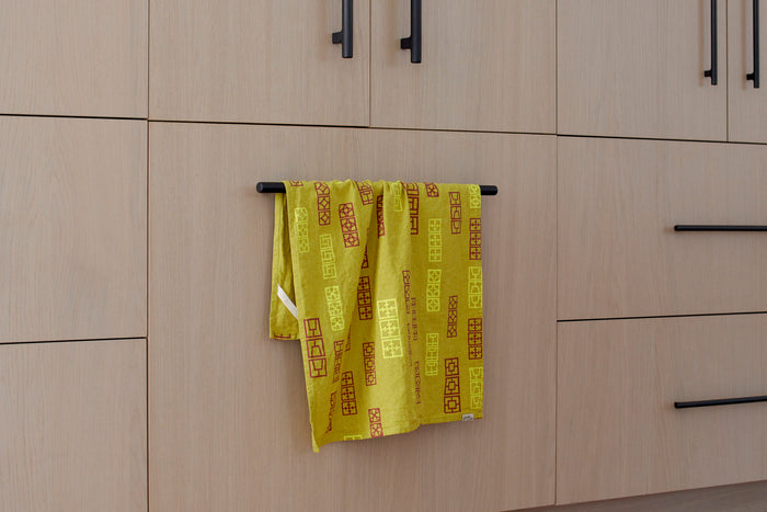 Breeze Block Linen Tea Towel - Moss