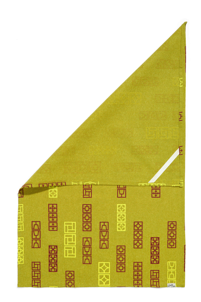 Breeze Block Linen Tea Towel - Moss